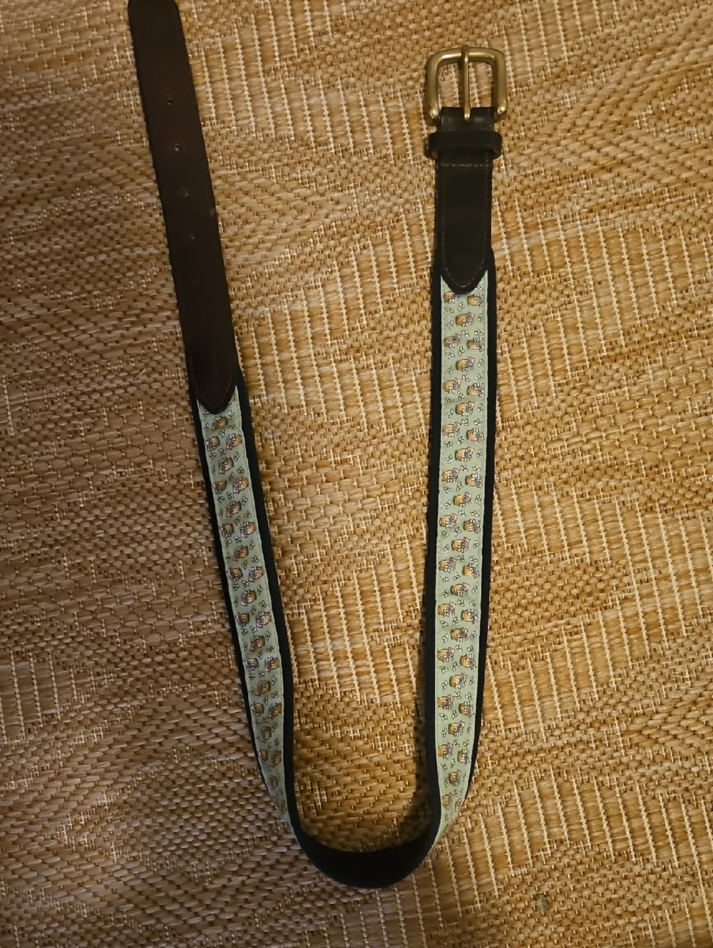 Vineyard Vines Tiki Cocktail Motif Leather Belt